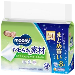 MOONY嬰兒柔軟濕紙巾76片x8包(補充裝)